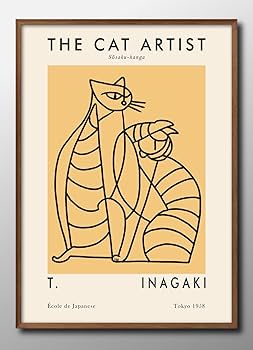 Amazon.co.jp: 稲垣知雄 猫 ネコ 日本画 A3 サイズ おしゃれ